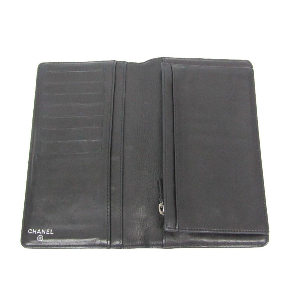 CHANEL Authentic Black Lambskin Leather Logo Wallet - Picture 4 of 16